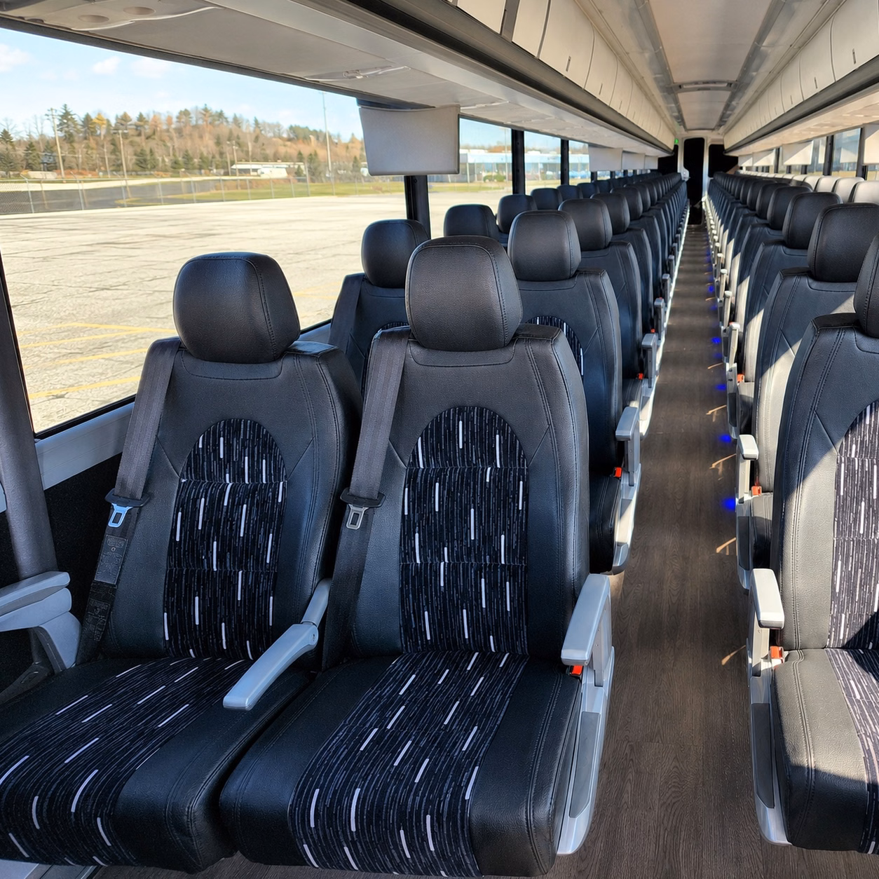 56 passenger charter bus inside